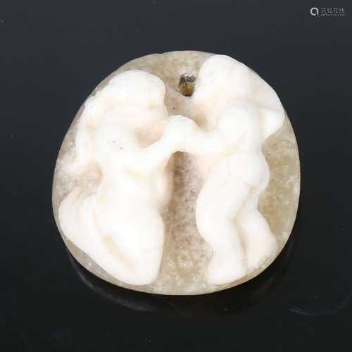 A Roman cameo carved hardstone pendant, in natural 2-colour ...