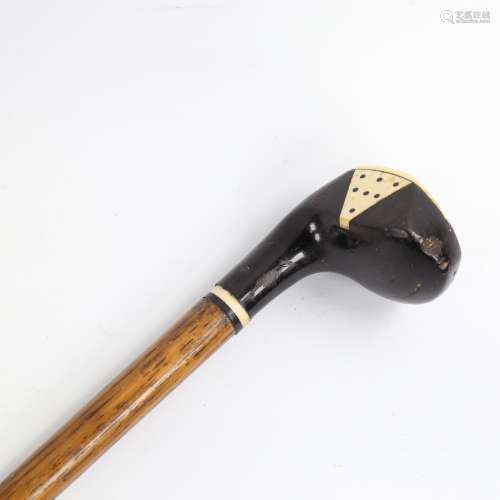 A Victorian Sunday stick, combination walking cane/golf club...