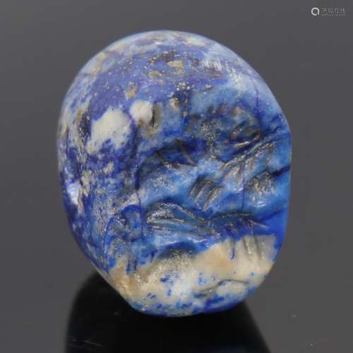 Roman lapis pendant seal, intaglio carved flowerhead design,...