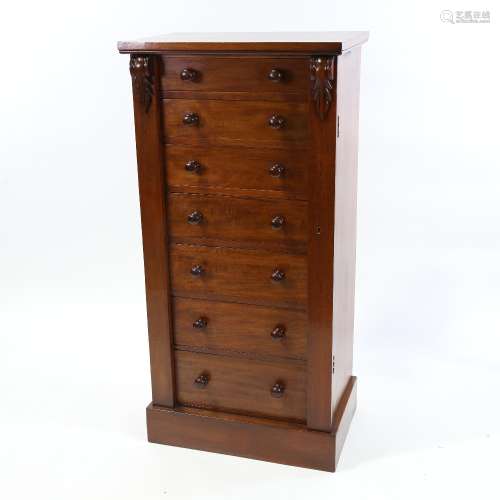 A Victorian mahogany Wellington chest, width 55cm, height 11...