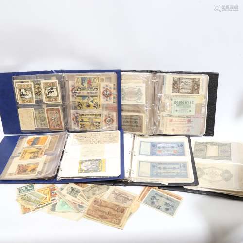 5 albums of German banknotes and Notgeld, including Empire, ...