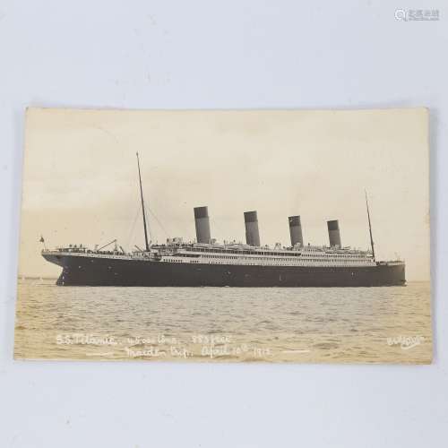 SS TITANIC - an original photo postcard post marked in Cowes...