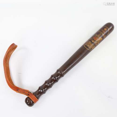 A First World War Period lignum vitae Policeman's truncheon,...