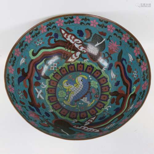 A large Chinese cloisonne enamel table centre bowl, diameter...