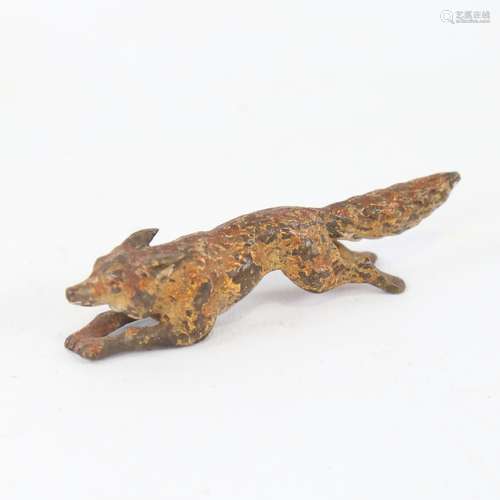 Austrian cold painted bronze running fox, length 7cm Paint c...