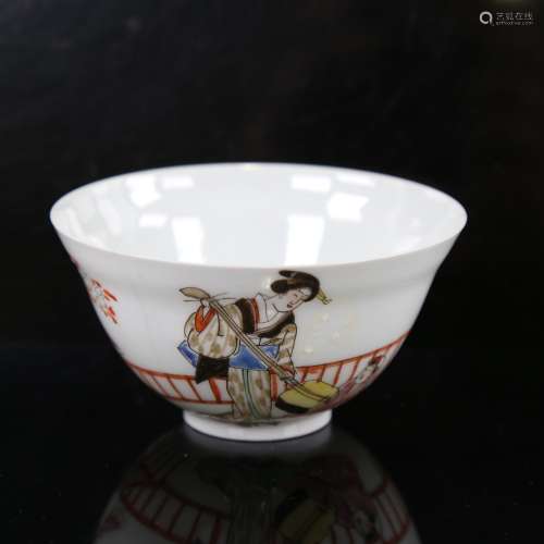 A Chinese fine porcelain rice bowl with hand painted figures...