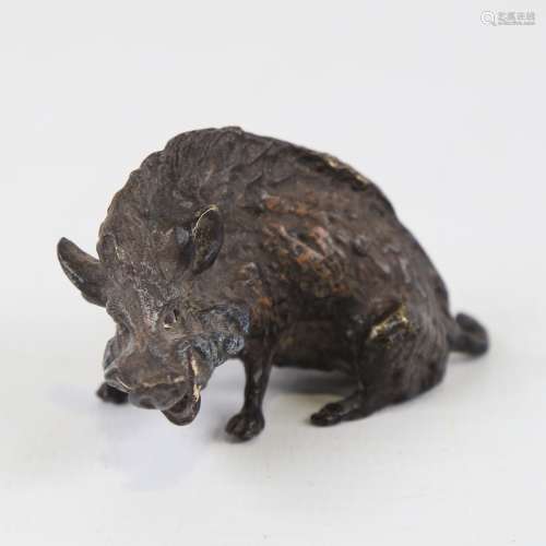 A cold painted Austrian bronze wild boar in the manner of Fr...