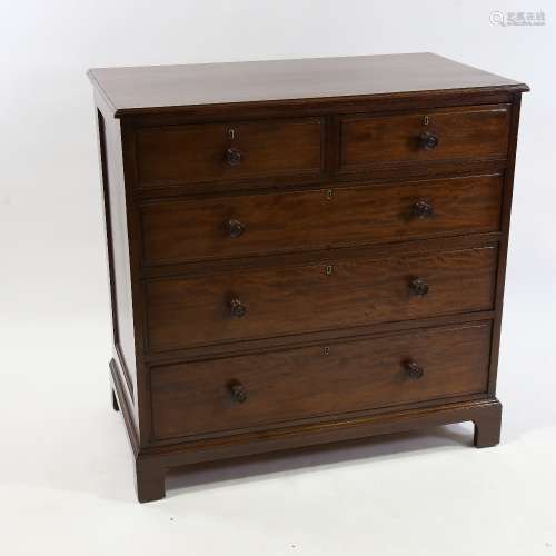 An early 20th century mahogany square chest of 3 long and 2 ...