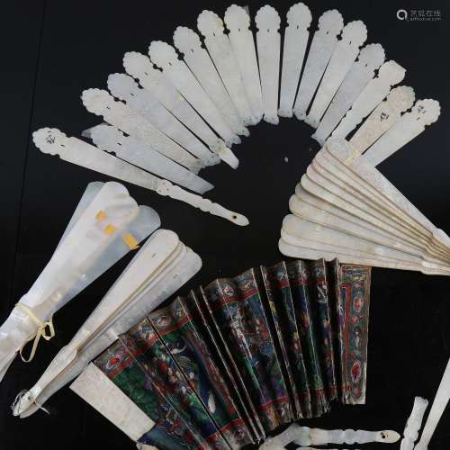 A collection of 19th century Chinese mother-of-pearl fan par...