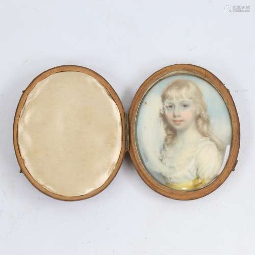 19th century miniature painted portrait on ivory, depicting ...