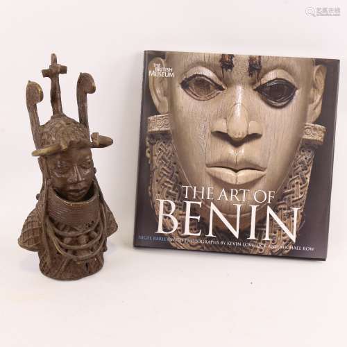 A Benin bronze head and chest of the Oba clad in armour, cir...