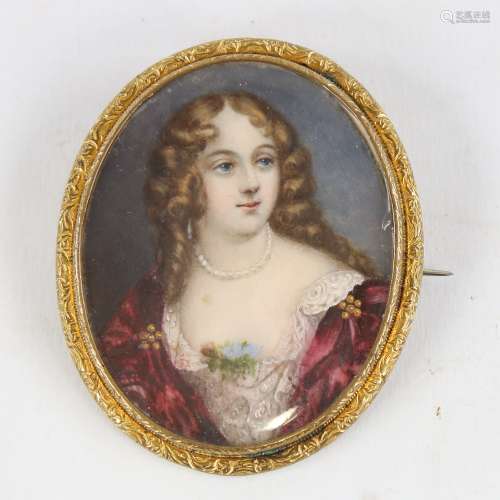 Early 19th century miniature painting on ivory, portrait of ...