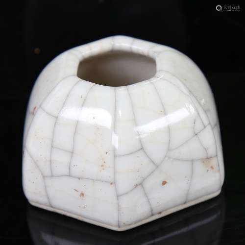 A Chinese white crackle glaze porcelain brush washer of hexa...