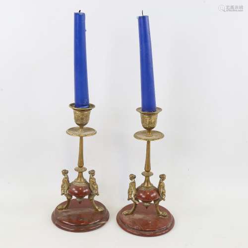 A pair of 19th century Classical design rouge marble and bro...