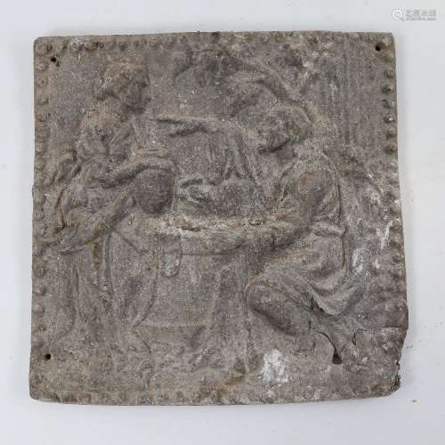 An 18th century relief cast lead wall plaque, depicting figu...