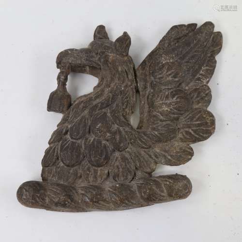 A 19th century solid cast lead phoenix design fire mark, hei...