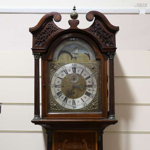 A 19th century mahogany and satinwood inlaid 8-day chiming l...