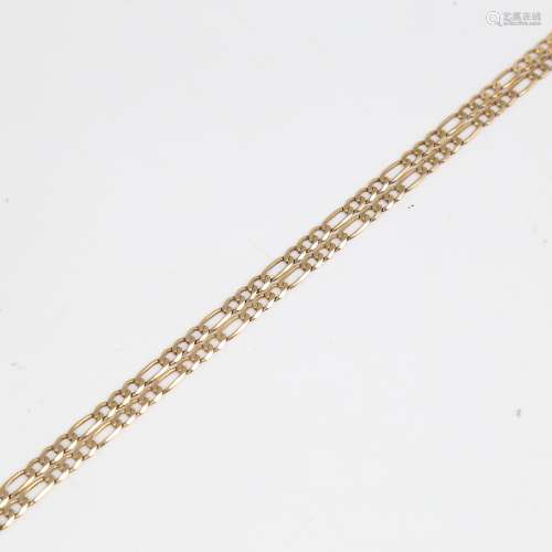 A 9ct gold figaro link chain necklace, necklace length 60cm,...