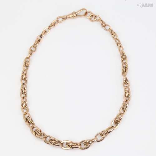 An Antique 9ct gold graduated fancy link Albert chain neckla...