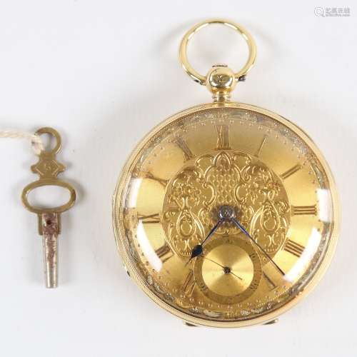 A 19th century 18ct gold cased open-face keywind pocket watc...