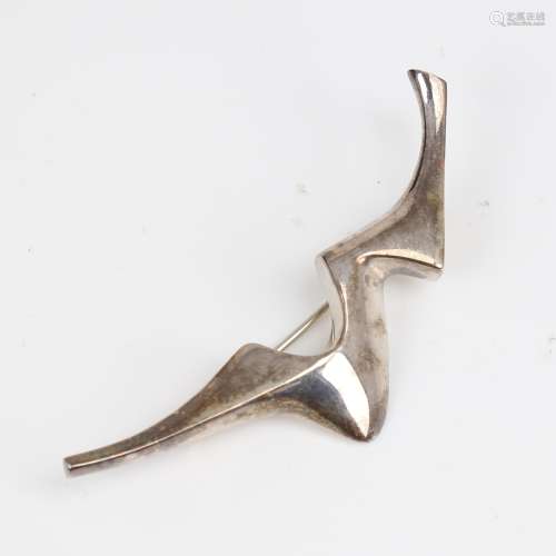 A Vintage stylised sterling silver abstract brooch, by Georg...