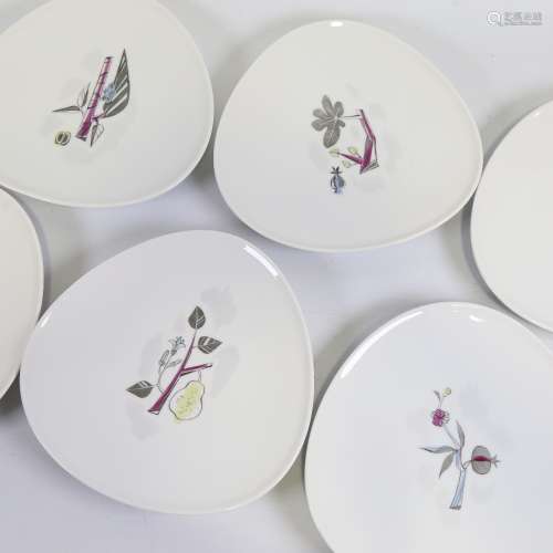 HILDA SANDTER for Rosenthal, Germany, a set of 6 porcelain p...