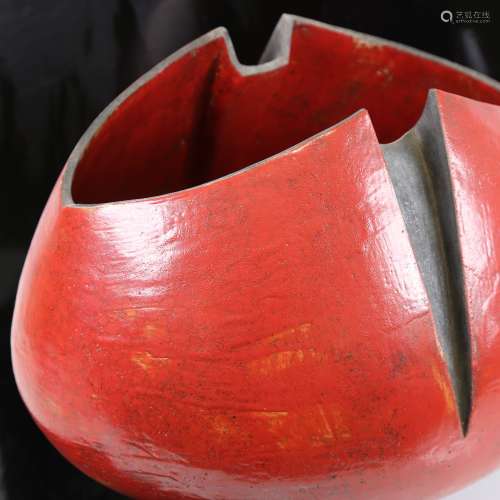HELENE VAN DONGEN, Nederlands, a large raku fired red glazed...