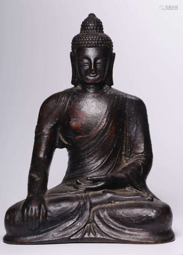 COPPER SAKYAMUNI BUDDHA SEATED STATUE