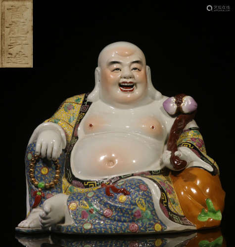 ZENG LONGSHENG MARK FAMILLE ROSE MAITREYA STATUE