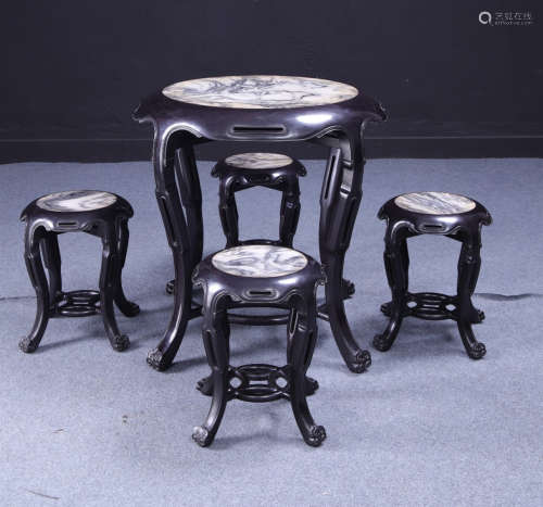 SET OF ZITAN WITH MARBLE TABLE&CHAIRS