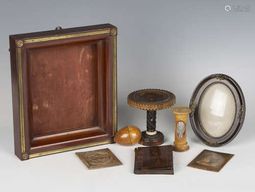 A group of treen items, including a Victorian olivewood and ...