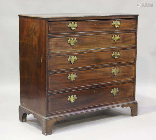 A George III mahogany secrétaire chest of four drawers, on b...