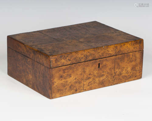 A Victorian pollard oak box, the interior lined in faux wood...