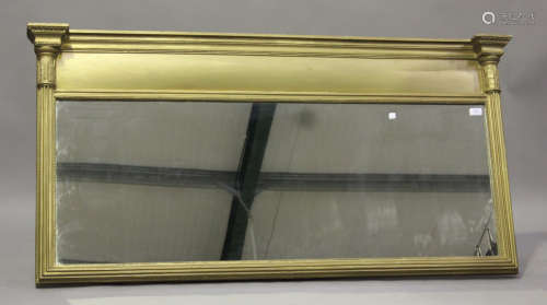 A 19th century gilt painted overmantel mirror, height 78cm, ...