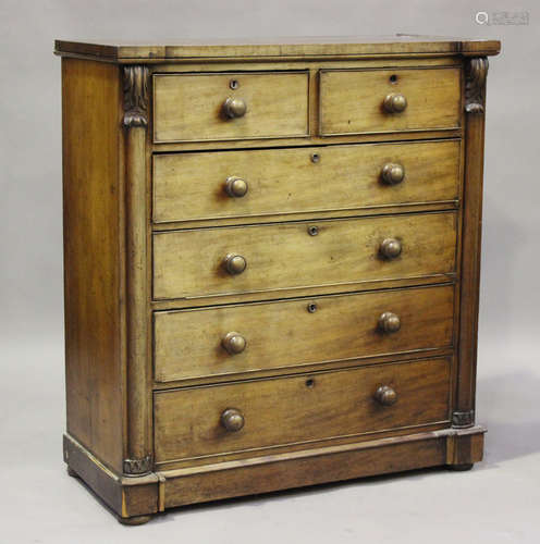 A Victorian mahogany chest of two short and four long drawer...