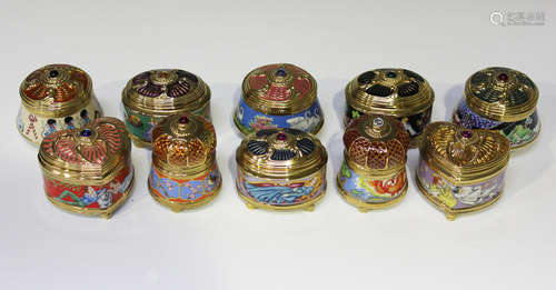 A group of ten modern House of Fabergé porcelain musical tri...