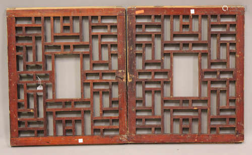 A pair of late 19th/early 20th century Chinese softwood latt...