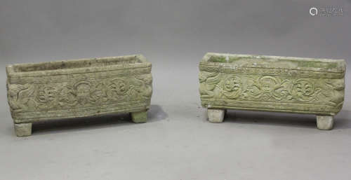 A pair of late 20th century cast composition stone rectangul...