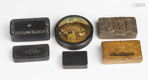 A group of seven snuff boxes, including an early 19th centur...