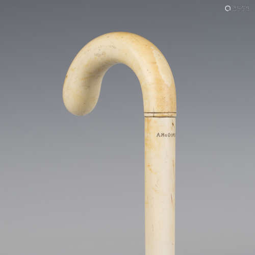 A late 19th century full-length sectional ivory walking cane...