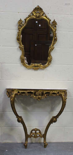 A late 20th century giltwood console table, height 83cm, wid...