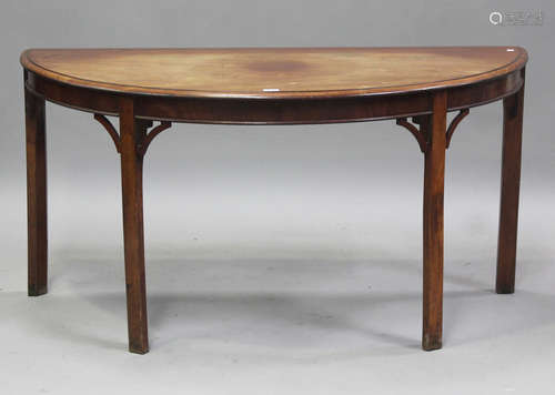 A George III mahogany 'D' end console table, height 72cm, wi...