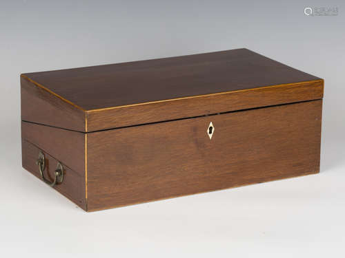 A late George III mahogany writing slope with boxwood string...