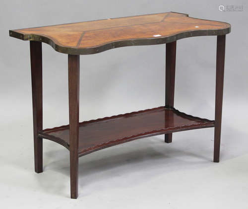 A 19th century and later walnut serpentine-fronted side tabl...