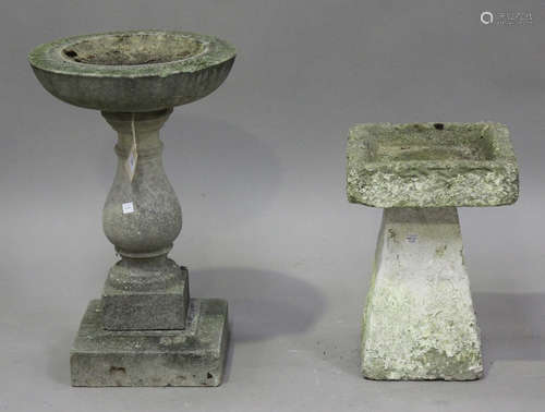 A late 20th century cast composition stone bird bath, height...