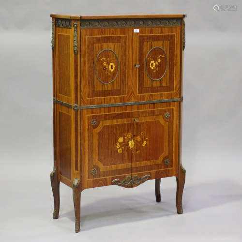 A late 20th century French kingwood and cast bronze mounted ...
