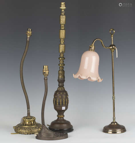 A group of four table lamps, including an Art Deco lamp, det...