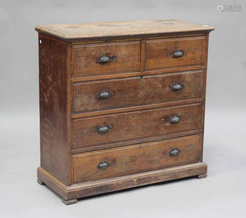 A late 19th century Anglo-Indian teak chest of drawers with ...