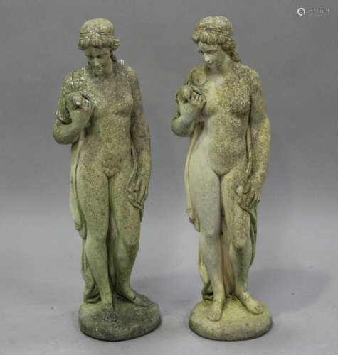 Two late 20th century cast composition stone garden figures ...