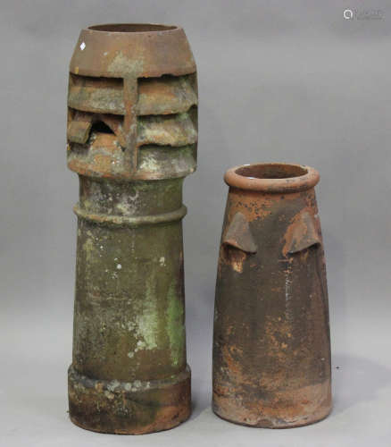 A large late Victorian terracotta chimney pot, height 109cm,...